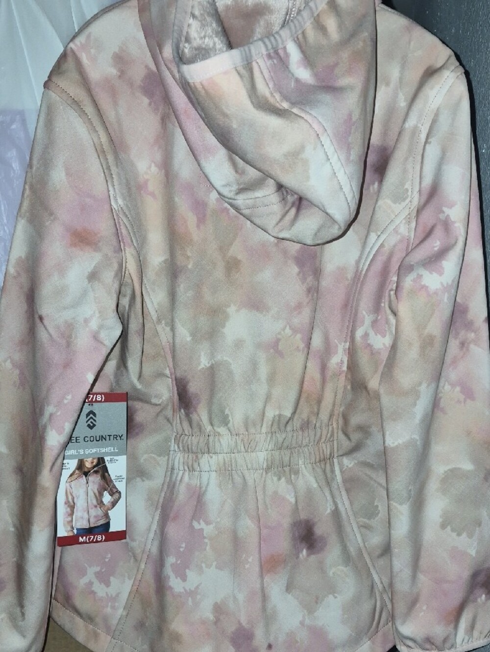 Free Country Girls' Pastel Tie-Dye Hooded Zip Jacket - Pink & Cream - Picture 2 of 4
